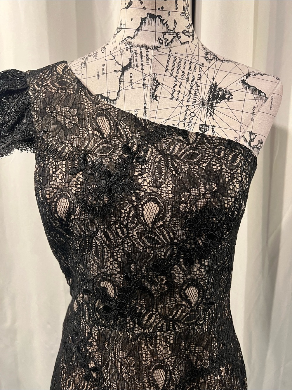 Dress the Population Black One-Shoulder Lace Cocktail Dress - Picture 3 of 11